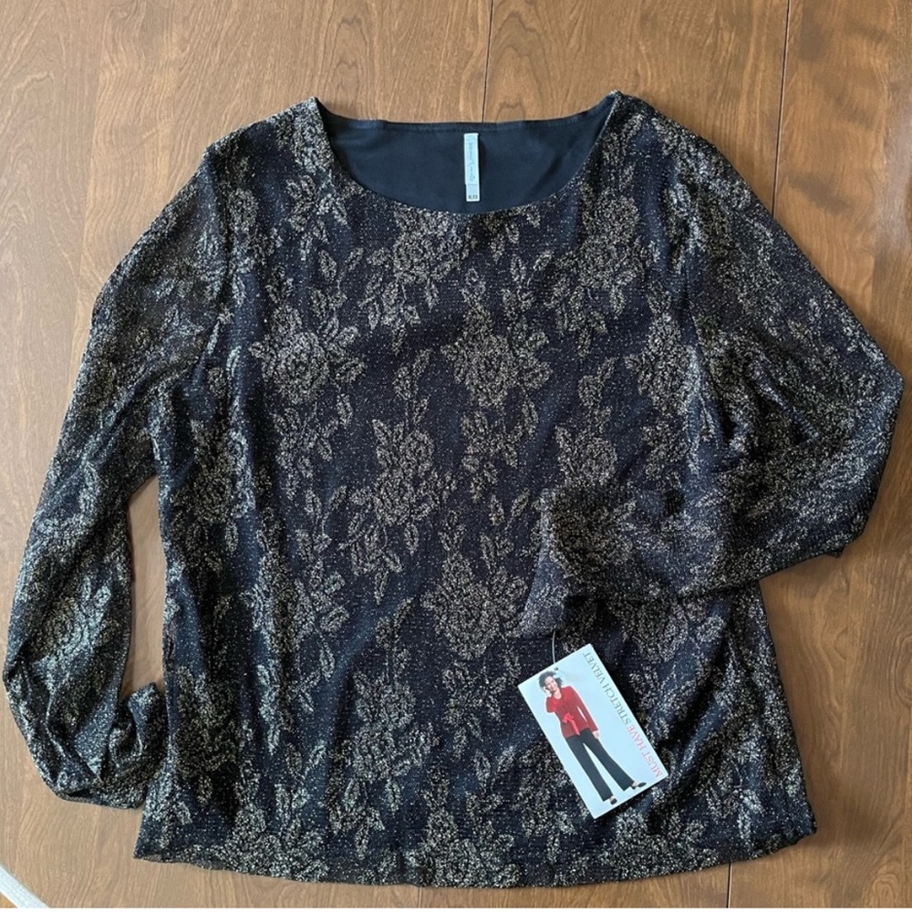 NWT White Stag Black Long Sleeve Blouse, Size XL - Picture 4 of 4